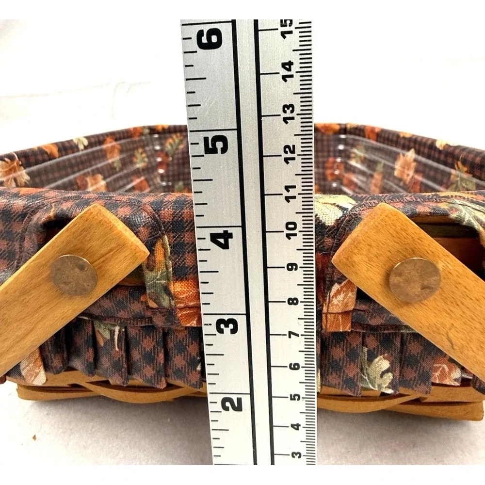 Longaberger Bountiful Harvest Handle Basket 1997 Lid, Protector, Liner  10.5